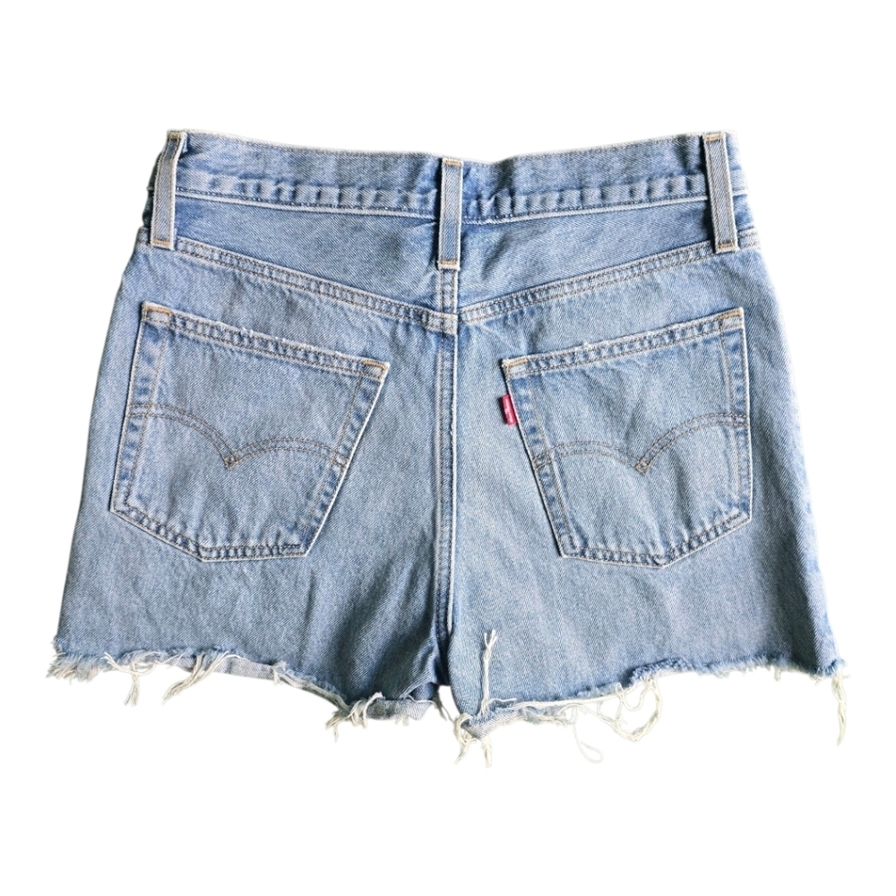 Levi's Light Blue Distressed Jean Shorts - Picture 3 of 6